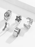 Men's 5pcs Punk Silver Ring