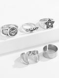 Bague en argent punk 5 pièces pour hommes