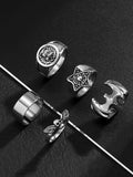 Men's 5pcs Punk Silver Ring