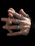 7-teiliges Vintage-Punk-Ringset für Herren