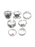 7-teiliges Vintage-Punk-Ringset für Herren