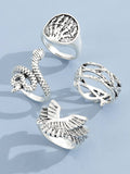 Men's 4pcs Vintage Silver Ring Set