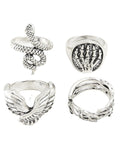 Men's 4pcs Vintage Silver Ring Set