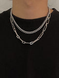 Men's Double Layered Link Chain Necklace