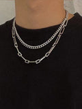 Men's Double Layered Link Chain Necklace