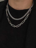 Men's Double Layered Link Chain Necklace