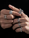 6-teiliges Vintage-Punk-Ringset für Herren