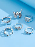 Men's 6pcs Vintage Punk Ring Set