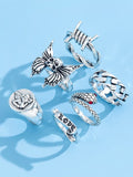 Men's 6pcs Vintage Punk Ring Set