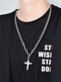 Men's Rhinestone Cross Pendant Necklace