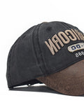 Pu Leather Paneled Embroidery Baseball Cap