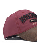 Pu Leather Paneled Embroidery Baseball Cap