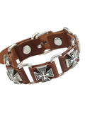 Men's Cross Pattern Pu Leather Link Bracelet