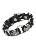 Men's Cross Pattern Pu Leather Link Bracelet