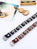 Men's Cross Pattern Pu Leather Link Bracelet