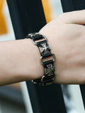 Men's Cross Pattern Pu Leather Link Bracelet