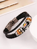 Men's Layered Braided Pu Leather Bracelet