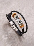 Men's Layered Braided Pu Leather Bracelet