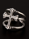 Men's Punk Cross Pattern Double Cuff Ring