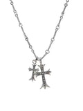 Rhinestone Double Cross Charm Necklace