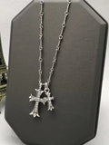 Rhinestone Double Cross Charm Necklace