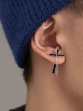 Men's Punk Chain Embellished Cross Earrings