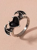 Punk Winged Heart Pendant Ring