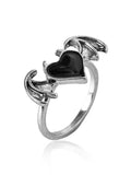 Punk Winged Heart Pendant Ring