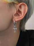 Men's 1pc Cross Pendant Hoop Earring