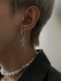 Men's 1pc Cross Pendant Hoop Earring