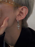 Men's 1pc Cross Pendant Hoop Earring