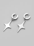 Men's Silver Star Pendant Hoop Earrings