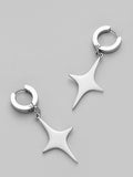 Men's Silver Star Pendant Hoop Earrings