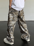 Men's Gray Camo Straight Leg Cargo Pants