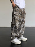 Men's Gray Camo Straight Leg Cargo Pants