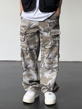 Graue Cargohose mit geradem Bein und Camouflage-Muster für Herren