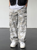 Men's Gray Camo Straight Leg Cargo Pants