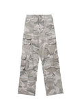 Pantalon cargo gris camouflage à jambe droite pour hommes