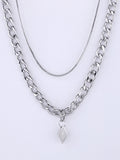 Men's Silver Layered Link Chain Necklace