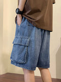 Men's Washed Loose Cargo Denim Shorts