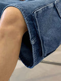 Short en denim cargo ample délavé pour hommes