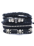 Ensemble de 4 bracelets en cuir Pu tête de mort