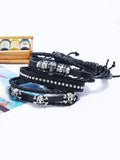 4pcs Skull Pu Leather Bracelet Set