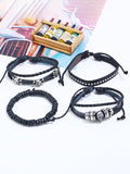 4pcs Skull Pu Leather Bracelet Set