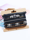 4 Stücke Pu Lederarmband Set mit Totenkopf