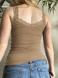 Lace Trim Gray Tank Top