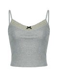 Lace Trim Gray Tank Top