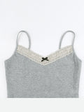 Lace Trim Gray Tank Top