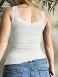 Lace Trim Gray Tank Top