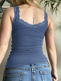 Lace Trim Gray Tank Top